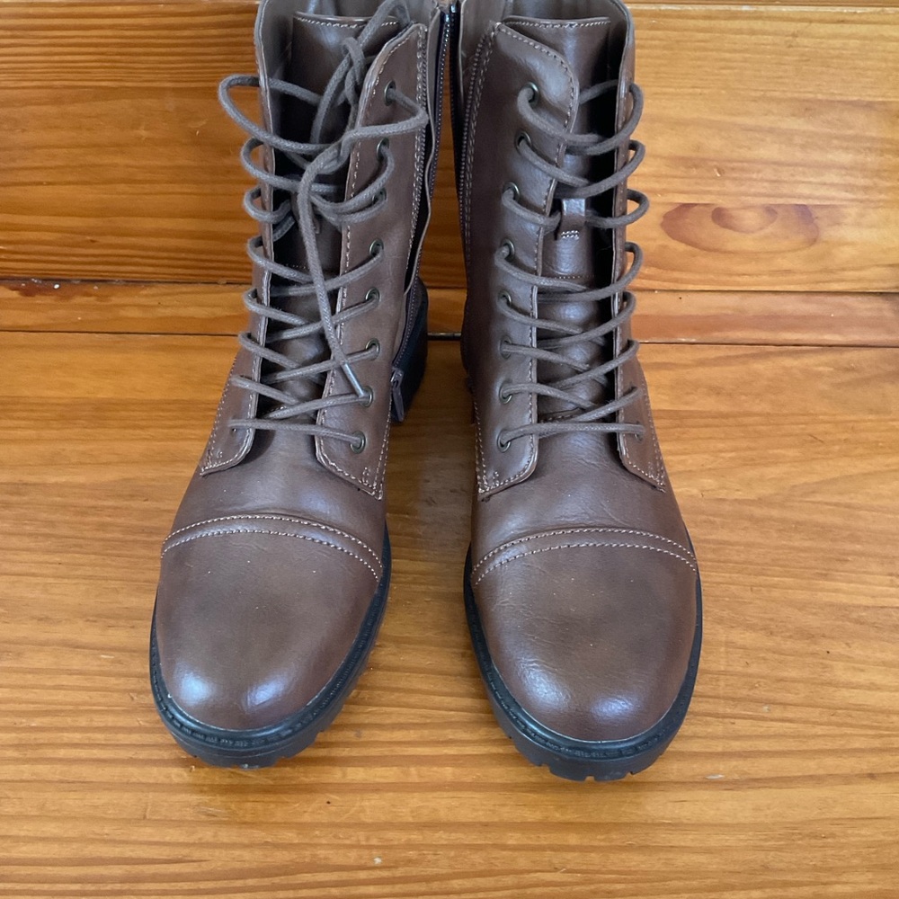 Brown Lace-Up Ankle Boots
